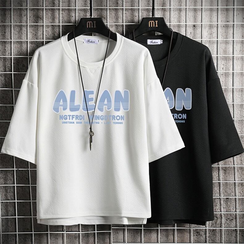 春夏季七分袖t恤男大码五分袖男短袖中袖网格挂拍Q11291-P30,男装T恤,电商A040A
