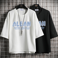 春夏季七分袖t恤男大码五分袖男短袖中袖网格挂拍Q11291-P30，男装T恤，电商A040A