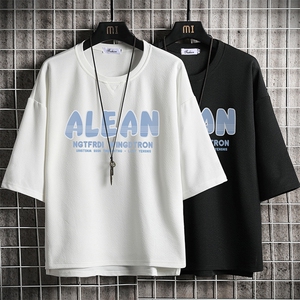 春夏季七分袖t恤男大码五分袖男短袖中袖网格挂拍Q11291-P30
