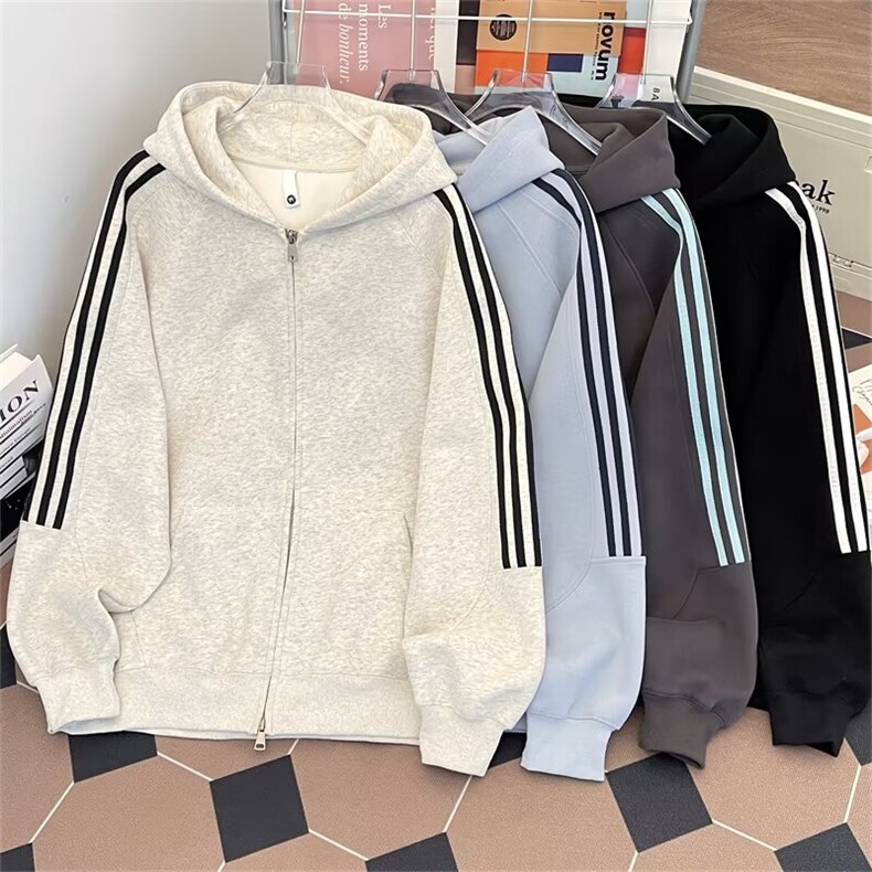 纯色连帽开衫拉链男女同款时尚潮牌vibe重磅情侣外套WY186-P51,男装卫衣,星座313A-2