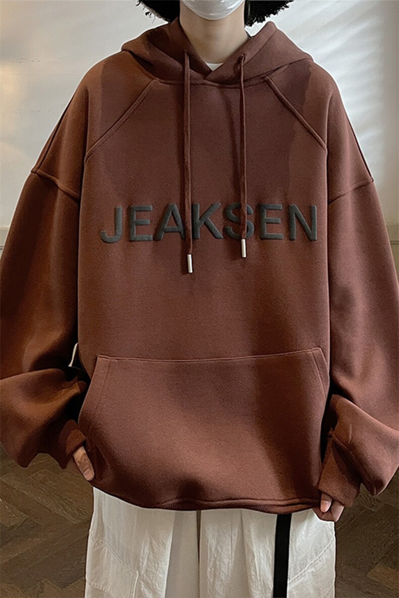秋季新款2023港风青春个性纯色宽松大码连帽卫衣JK22301P65控78,男装卫衣,星座605(原A050)