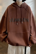 秋季新款2023港风青春个性纯色宽松大码连帽卫衣JK22301P65控78，男装卫衣，星座605(原A050)