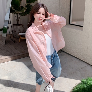 甜美风粉色减龄薄款防晒衣外套女夏季2025新款超好看韩系短款夹克图片