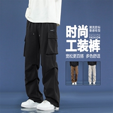 时尚秋冬加绒登山工装裤时尚伞兵裤坠感K211-特批-38加绒特批48，男装休闲裤，星座718-1