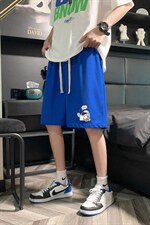 HD74239-P22华夫格短裤男大码宽松五分裤男直筒中裤，男装休闲裤，电商A040