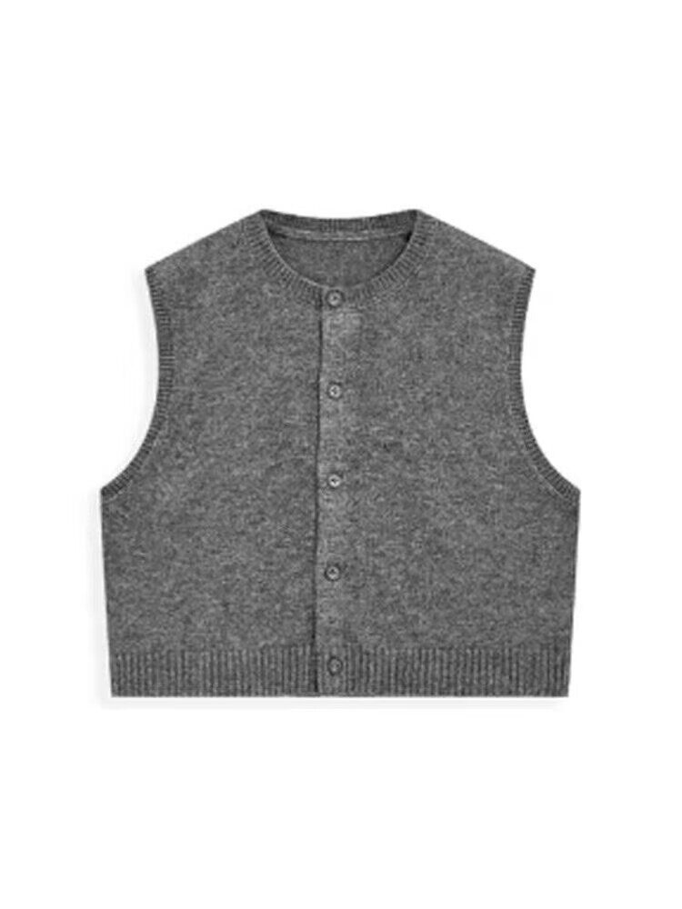 2025年秋季新款百搭女士系扣无袖马甲，女装针织衫/毛衣，佑昭祥羊绒