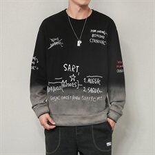 男士运动潮流渐变宽松韩版印花休闲圆领卫衣春秋季DF17T，男装卫衣，电商A102