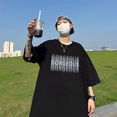 240G重磅美式印花纯棉大码宽松休闲短袖T恤T329-P25控38，男装T恤，电商B219A