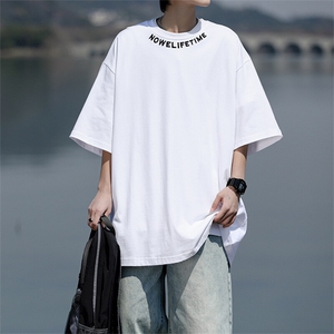 8XL-M特大码正肩纯棉短袖t恤男夏季刺绣上衣白色内搭打底DX309P35图片