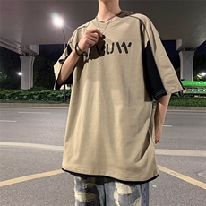 t恤男短袖夏季美式高街纯棉学生体恤宽松复古拼色潮流ST186-P32，男装T恤，星座412-3