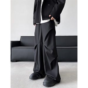 8XL-M立体褶皱设计西裤小众高街阔腿休闲裤特大码男裤K994P68控88图片