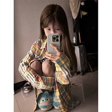 彩色格子衬衫外套女2025年洋气上衣设计感小众防晒衫薄款长袖衬衣，男装防晒衣，星座506A