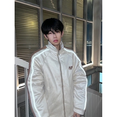 A457-P108棒球棉服撞色拼接麂皮绒外套夹克棉衣刺绣反光条设计，男装夹克，星座911