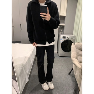 抖音得物 保暖立领拉链针织外套秋冬宽松慵懒风纯色毛衣上衣AM02图片