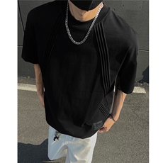 夏季新品纹理感短袖T恤立体剪裁纯色半袖体恤男H1080特P35，男装T恤，电商A341