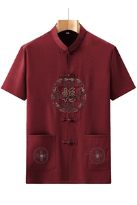 风男士套装衣服短袖唐装汉服夏季葫芦绣两件套t恤CM-P95图片