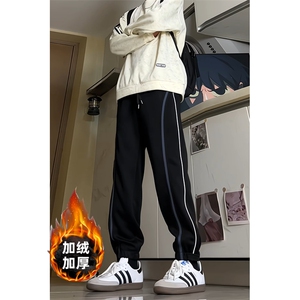 k3218-P48加绒P58秋冬抖音高品质潮牌宽松男女织带束脚休闲卫裤图片