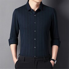 中年男士2023秋冬季长袖加厚羊毛衬衫商务休闲宽松衬衣BY987-P145，男装衬衫，电商B212（原钱塘6029）