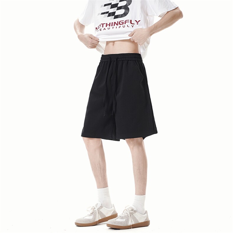 DK59-P28冰丝休闲短裤男夏季薄款宽松大码皱褶条纹凉感五分中裤子,男装牛仔裤,电商A178