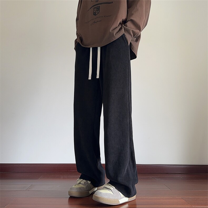 秋季纯色休闲裤男宽松拖地裤潮流灯芯绒直筒卫裤K9911-特P35控58，男装休闲裤，星座209-2