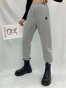 冬季新款 加厚婴儿绒字母刺绣贴标宽松休闲卫裤图片