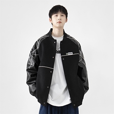 精品秋冬装飞行棒球服男女夹克毛呢拼皮刺绣轻熟JK1701-P115港风C，男装夹克，星座401