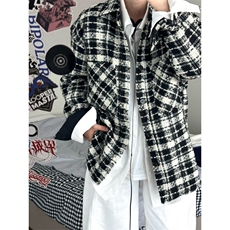 【有货】cleanfit黑白格子小香风外套高级感痞帅夹克237LL-特P55，男装夹克，星座1007（原301D）