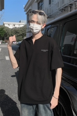 新款抖音直播得物痞帅肌理感V领短袖T7522P26控39，男装T恤，电商C408(原B339-1)
