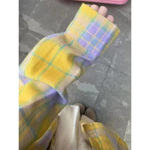 韩版复古黄色格子长袖衬衫女春夏百搭休闲显白宽松上衣 CA270图片