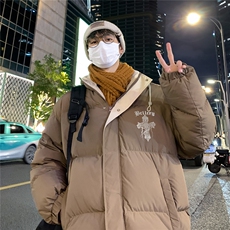 特批港风夜景宽松十字架印花休闲连帽棉服A247-MY162特批85控138，男装棉衣，电商A247