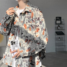 CS1115-特批40新灯芯绒扎染长袖衬衫男设计感休闲衬衣大码外套，男装衬衫，电商A059