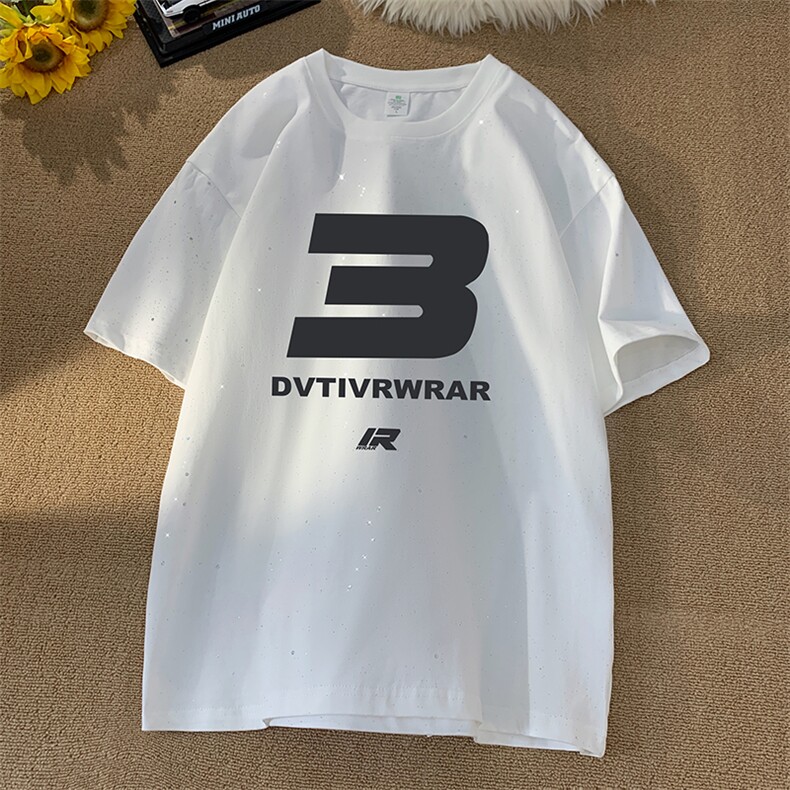 量大优供抖音视频 支持得物配合二开美式满天星亮片短袖T恤MTX361图片