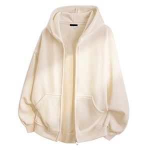 无帽绳版开衫全棉二开春装重磅360克美式连帽开衫卫衣外套HM05图片