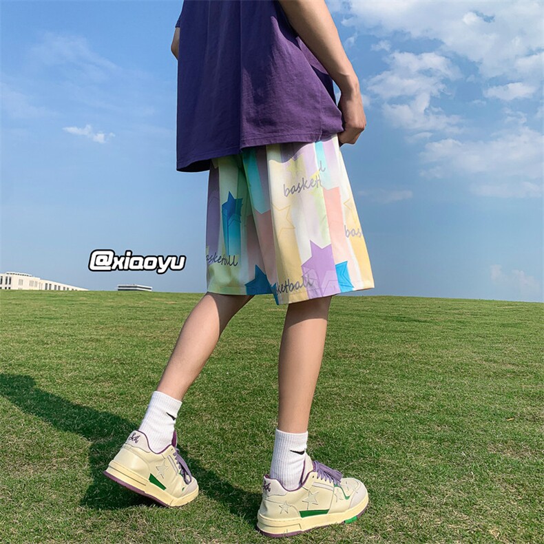 XZ616夏季新款满印星星冰丝五分裤休闲沙滩裤TY880P25控39,男装休闲裤,星座512A（原616）