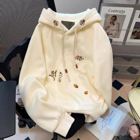5265-P53原版刺绣不规则口袋连帽卫衣薄款/加绒,女装卫衣/绒衫,星座617A-2