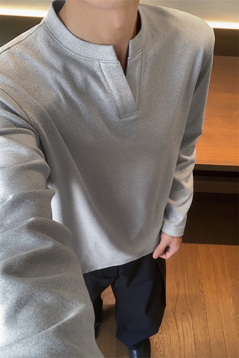 保暖宽松德绒打底衫V领内搭男女叠穿上衣现货5Q4088-TP1838,男装卫衣,电商A102
