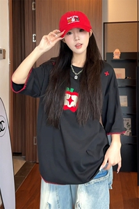 趣味毛巾刺绣苹果短袖t恤男女 cp190-特p35图片