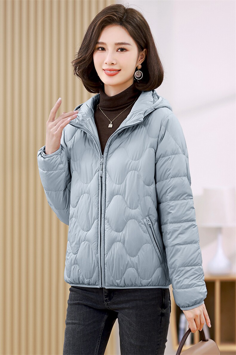 时尚简洁连帽羽绒服通勤好搭配洋气冬装,女装羽绒服,衣之秀