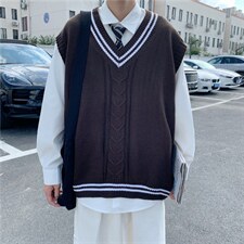 2021新款三色针织衫无袖马甲慵懒风外搭毛衣学院风背心M160-P32，男装背心/马甲，星座512-4