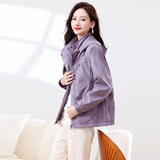 早秋独特漂亮休闲连帽短外套女2025春秋新款宽松时尚夹克上衣，女装短外套，浙宝281