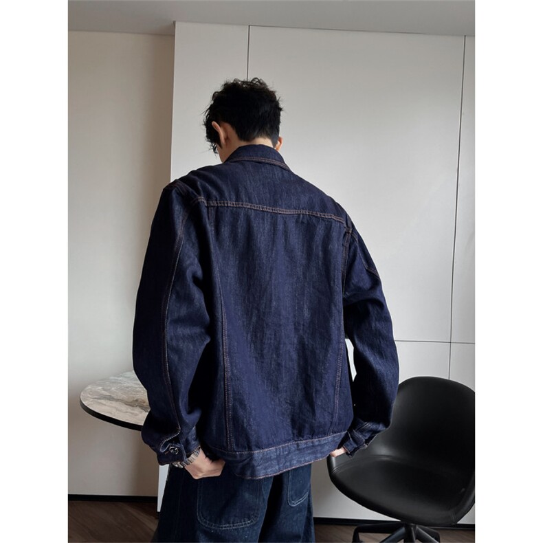 不褪色新款净版水洗翻领潮流牛仔夹克情侣款外套N2602/P105,男装工装外套,星座202