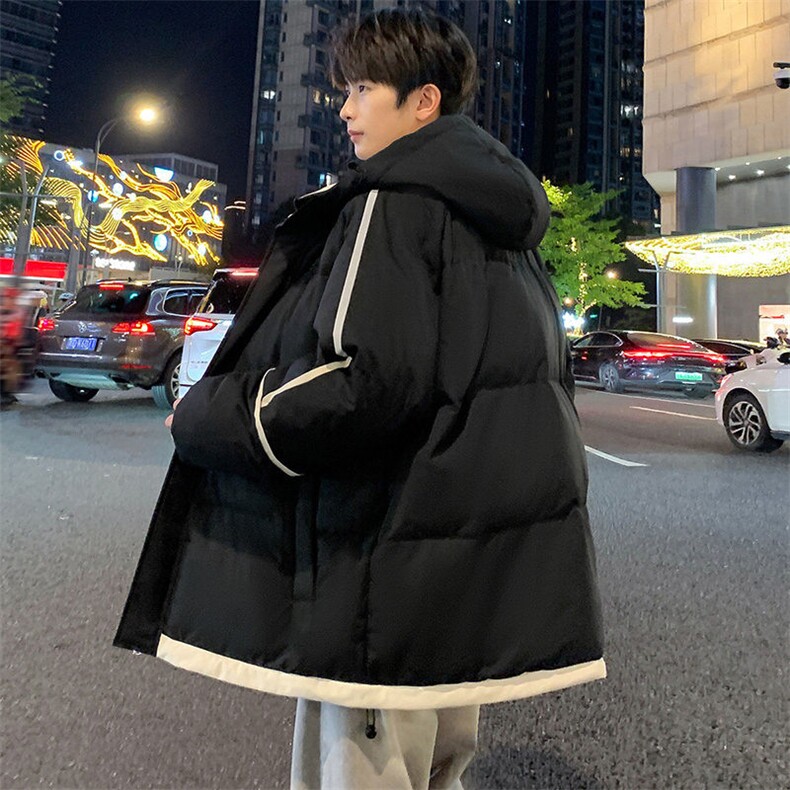 现货抖音得物品质拼接撞色三防加厚羽绒棉衣外套连帽棉服LL3096,男装棉衣,电商A486