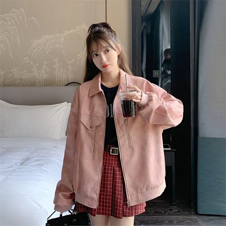 Q05-P58美式复古机车服男女2025春秋新款复古港风高级感气质,男装工装外套,电商B323A
