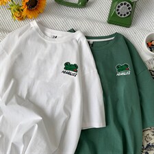 主推中性风学生短袖t恤男刺绣纯棉宽松416B-1-DT237-P25，男装T恤，星座416B-1
