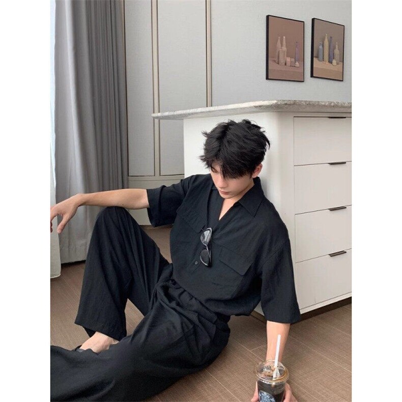 【量大价优】天丝亚麻套装ootd穿搭TZ08001上衣P55裤子P55,男装休闲套装,星座1004（原星座815-3）