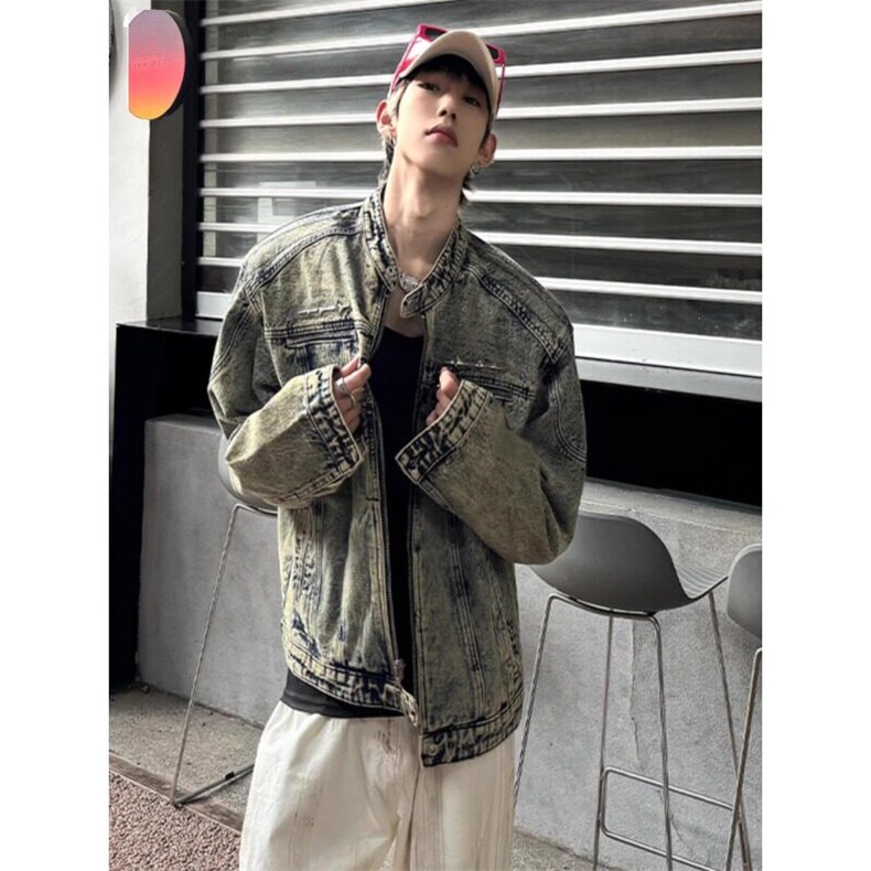 短款牛仔夹克高级感立领牛仔衣外套JK1224特P80,男装工装外套,星座908-1