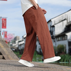 风亚麻透气休闲裤男士2025夏季新款休闲百搭直筒裤，男装休闲裤，电商A008