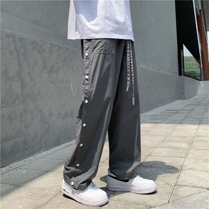 侧边排扣裤子2021男设计感直筒oversize高街vibe工装裤 K674-P35图片