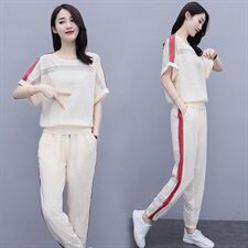 休闲冰丝运动套装夏装2025新款时髦洋气显瘦减龄两件套夏季女装潮，女装套装/套裙，芷墨服饰