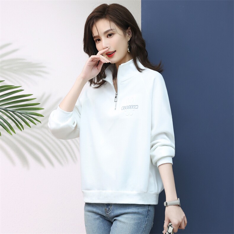 2022年秋季新款刺绣卫衣女长袖韩版休闲百搭立领上衣服女打底衫,女装卫衣/绒衫,简韵佳